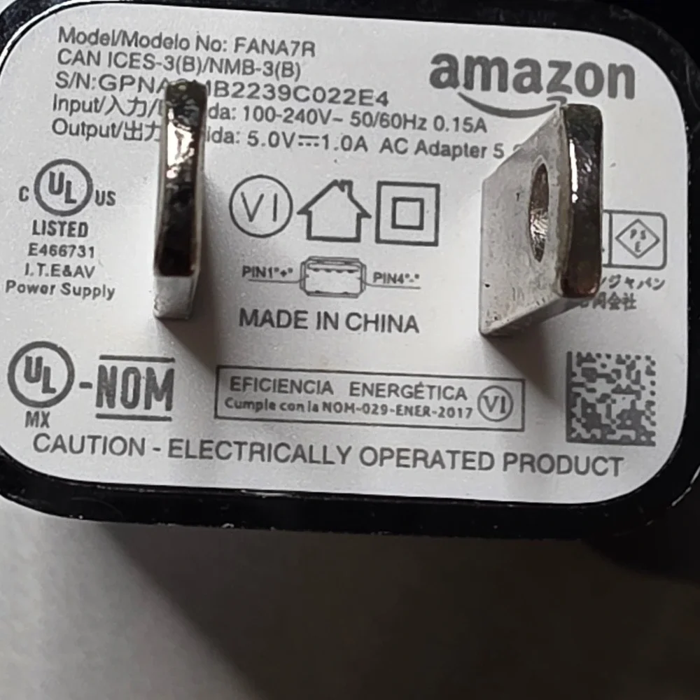 Amazon AC Power Adapter Lot 7pc FANA7R PS39WR HD34BX 5W USB Wall Charger Plug W4